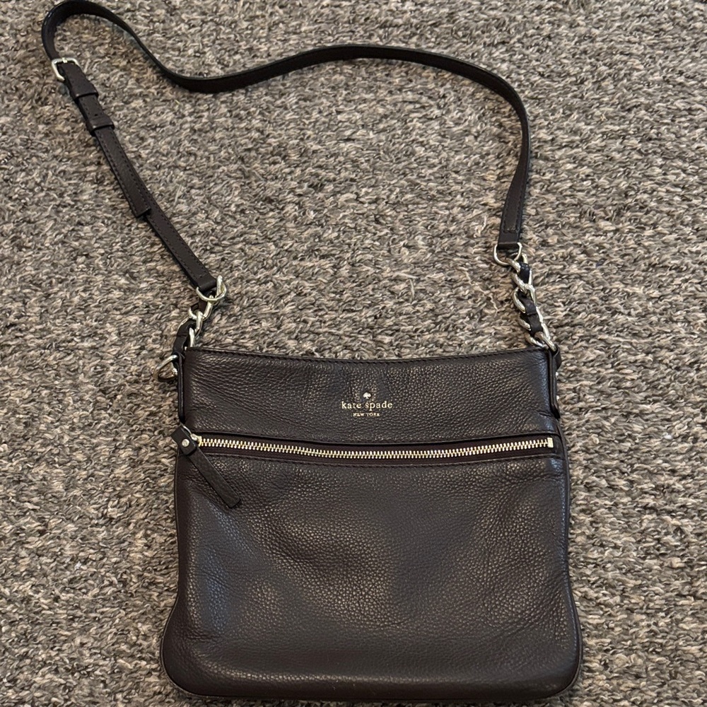 Kate Spade Brown Pebbled Leather Messenger Bag